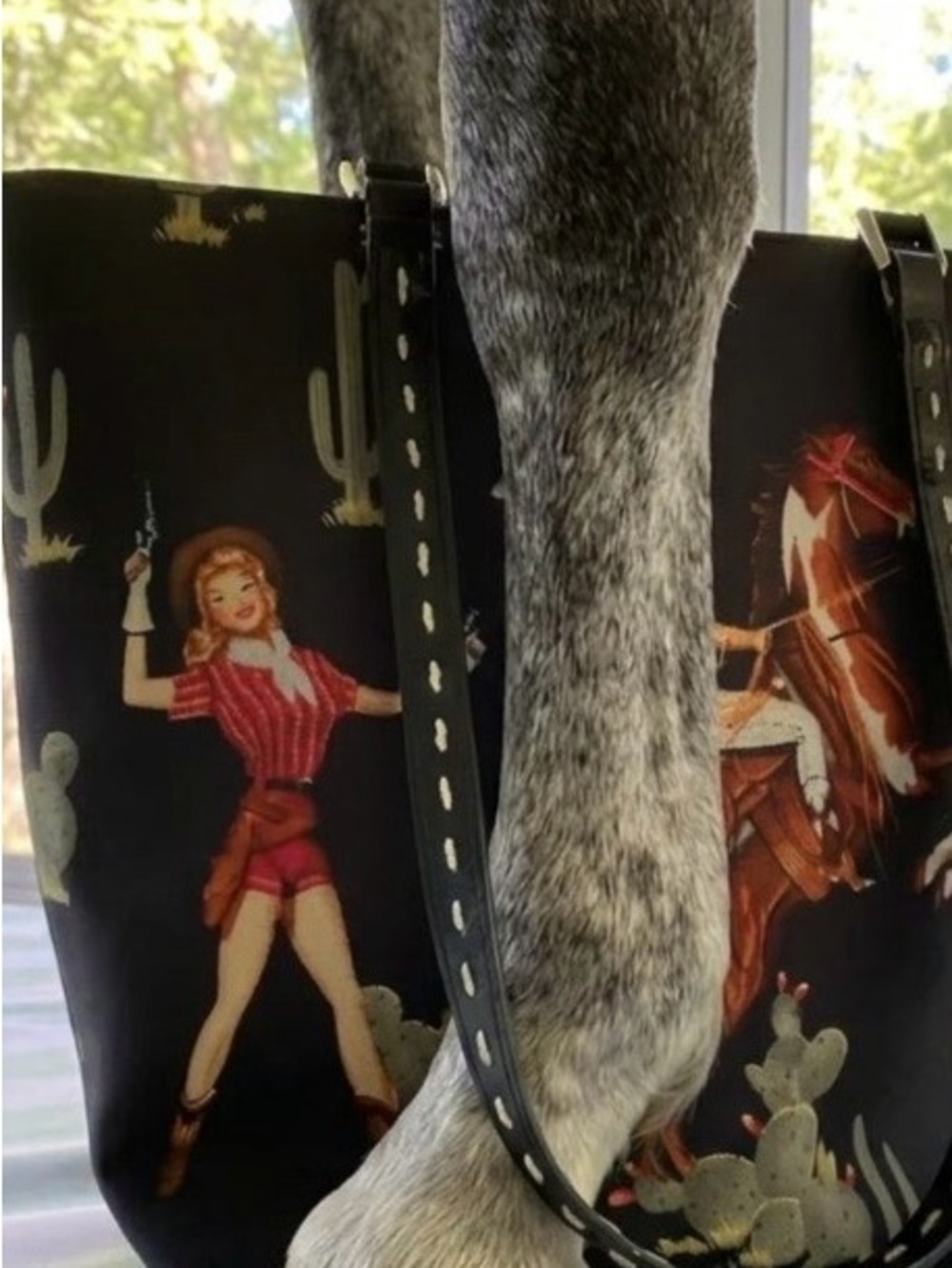 Cowgirl Print Tote Bag in Black